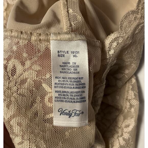 Vanity Fair Smooth Moves Y2K Lace Floral Camisole Top Beige Women’s Size XL - Picture 5 of 8